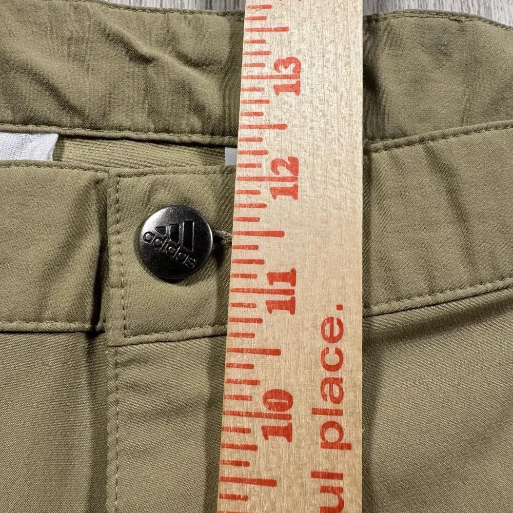 Adidas Golf Pants Men’s 38x32 Tan Performance Tech Lightweight Stripe Logo